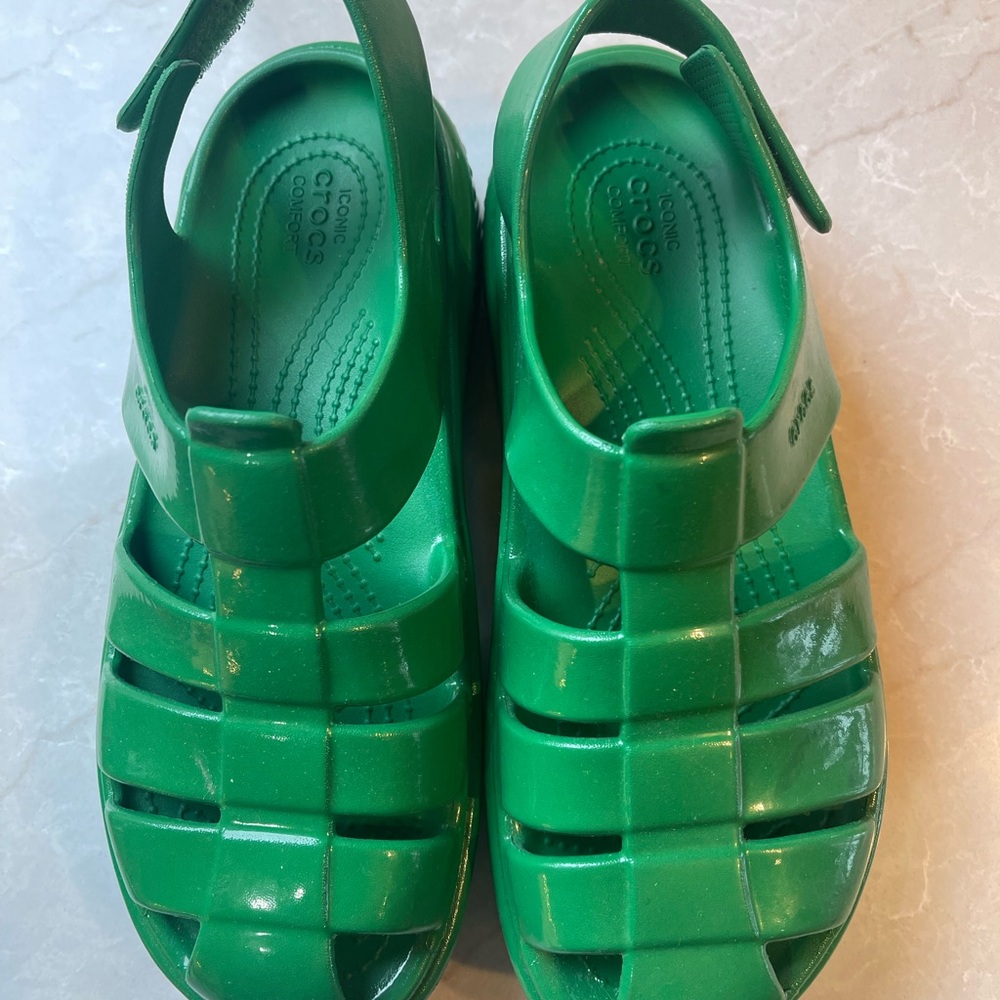 CROCS Green Platform Sandals - Picture 5 of 5